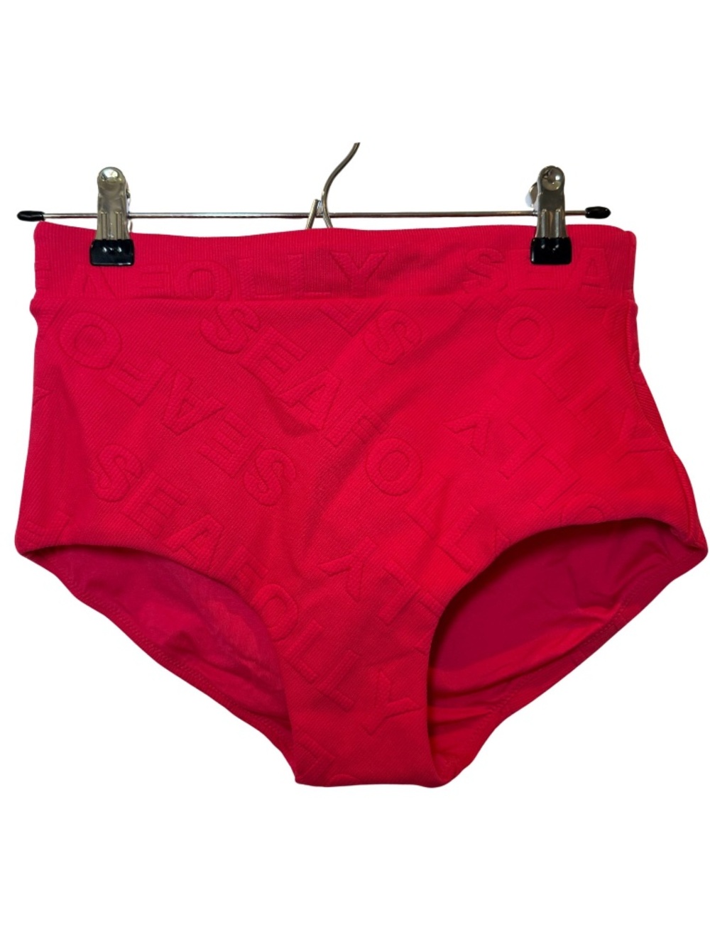 Seafolly Australia Hot Pink Logo Embossed High Waist Bikini Bottoms | Size 12 US
